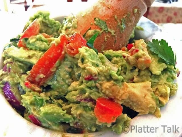 mortar and pestle making guacamole.