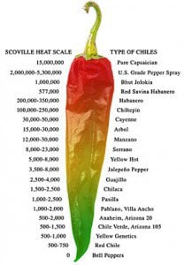 An infogram of a pepper showing levels of hotness.