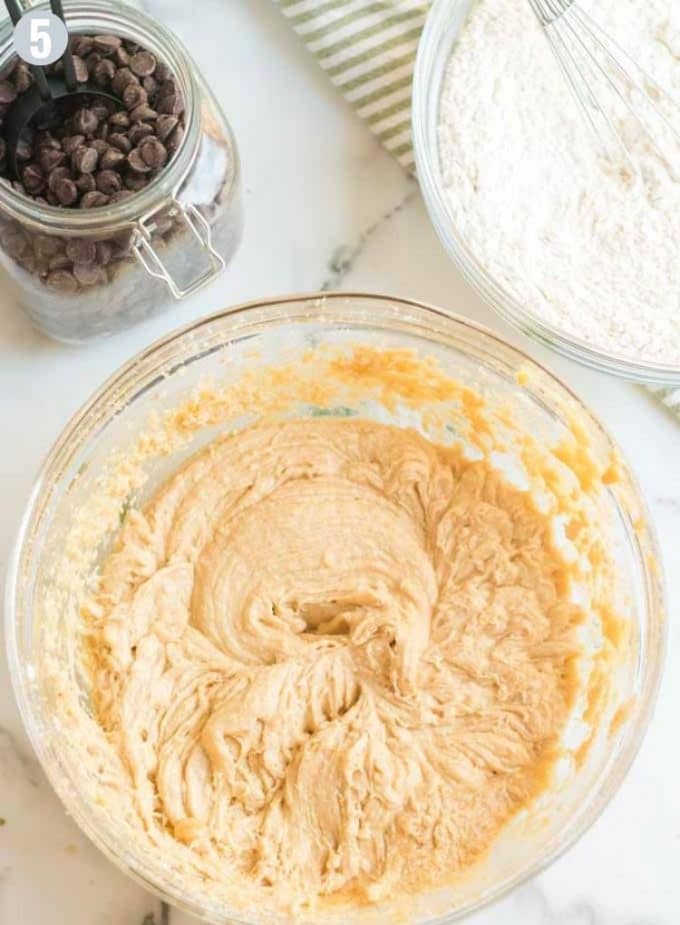 A mixing bowl of cookie dough