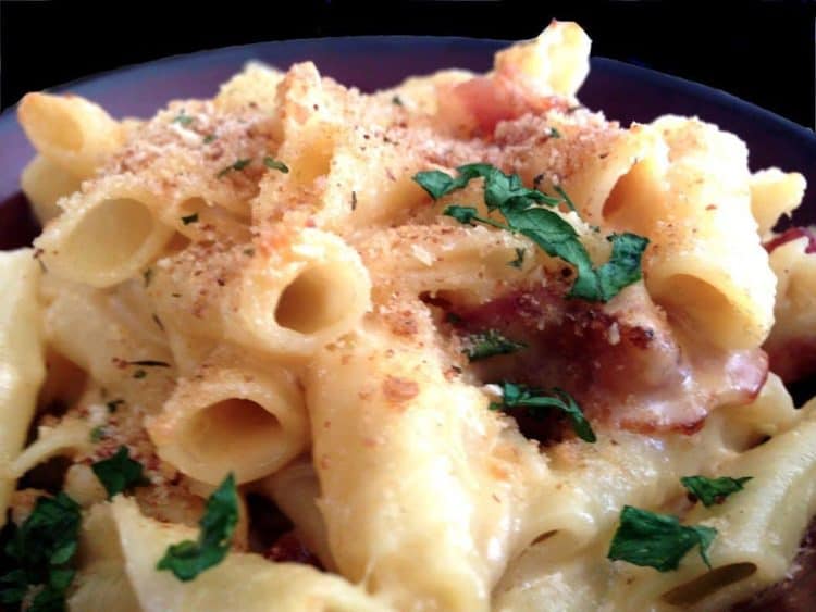 pasta with breadcrumb topping.