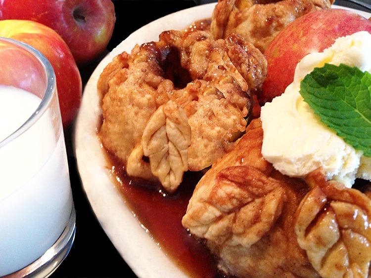 Homemade apple dumplings on a plate