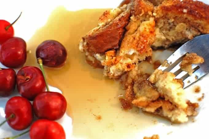 A plate of food, with French toast