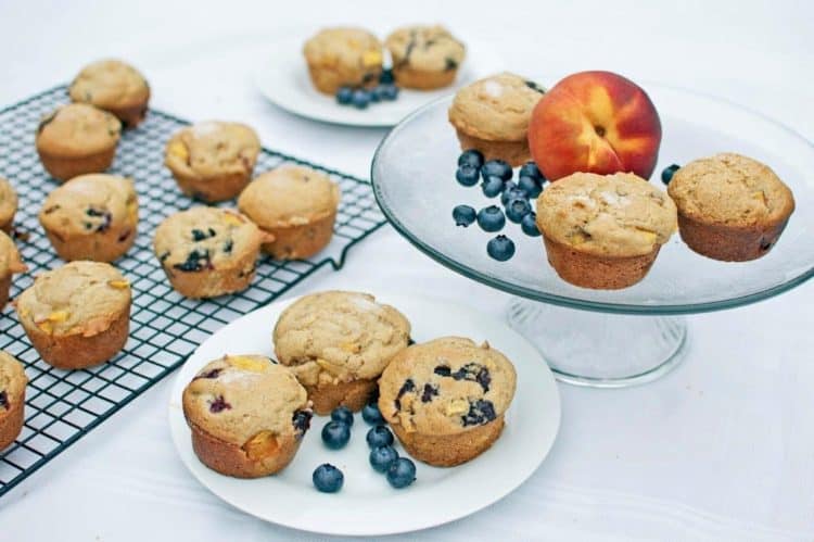 Muffins on a plate with a peach