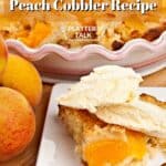 A dish of peach cobbler.