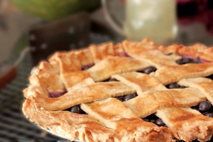 Close up of a blueberry pie