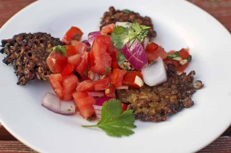 A plate of food on a table