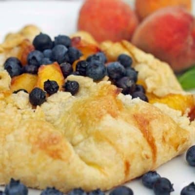 Blooming Peach and Blueberry Tart