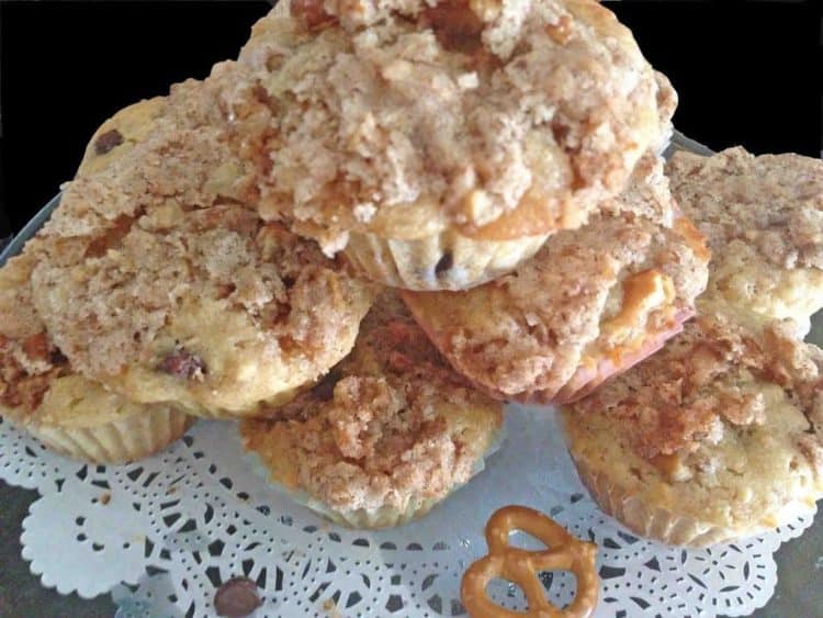 pretzel muffins stacked on top of each other