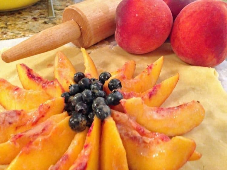 pieces of fruit in pie dough.