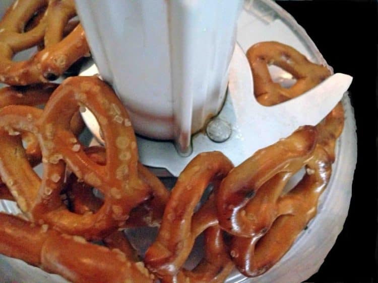 pretzels in a food processer 