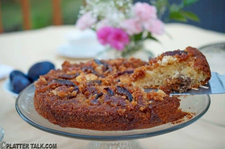 A piece of cake being served.