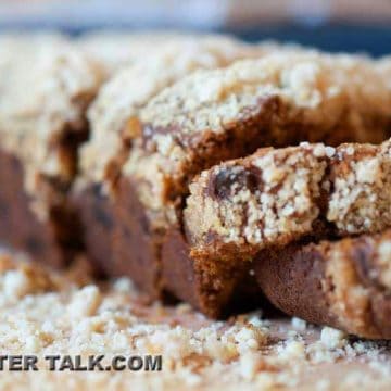 A close up of a pieces of pumpkin bread.