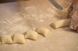 Gnocchi dough getting formed.