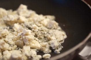 A close up of flour in a pan.