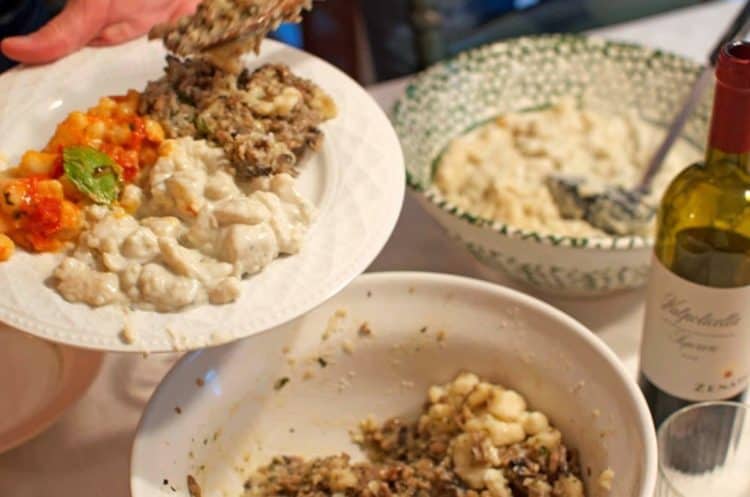 Gnocchi toppings in a bowl.