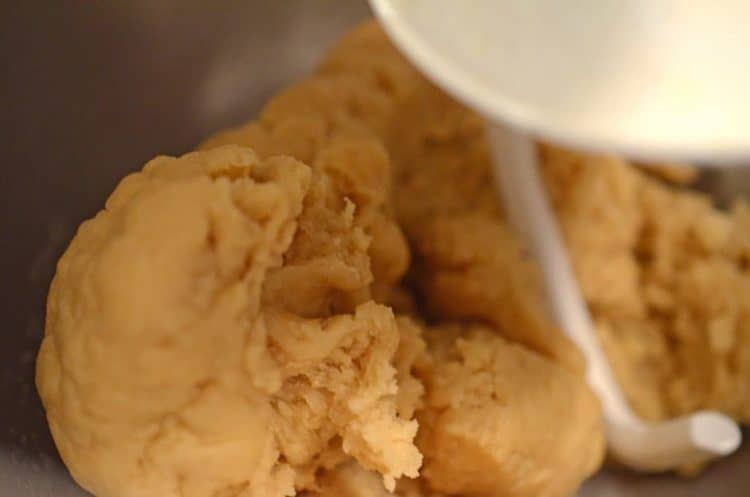 bread dough being mixed