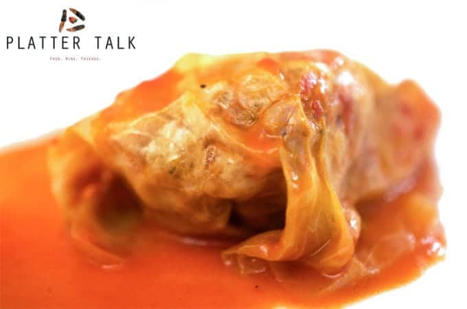 Close up of cabbage roll on plate