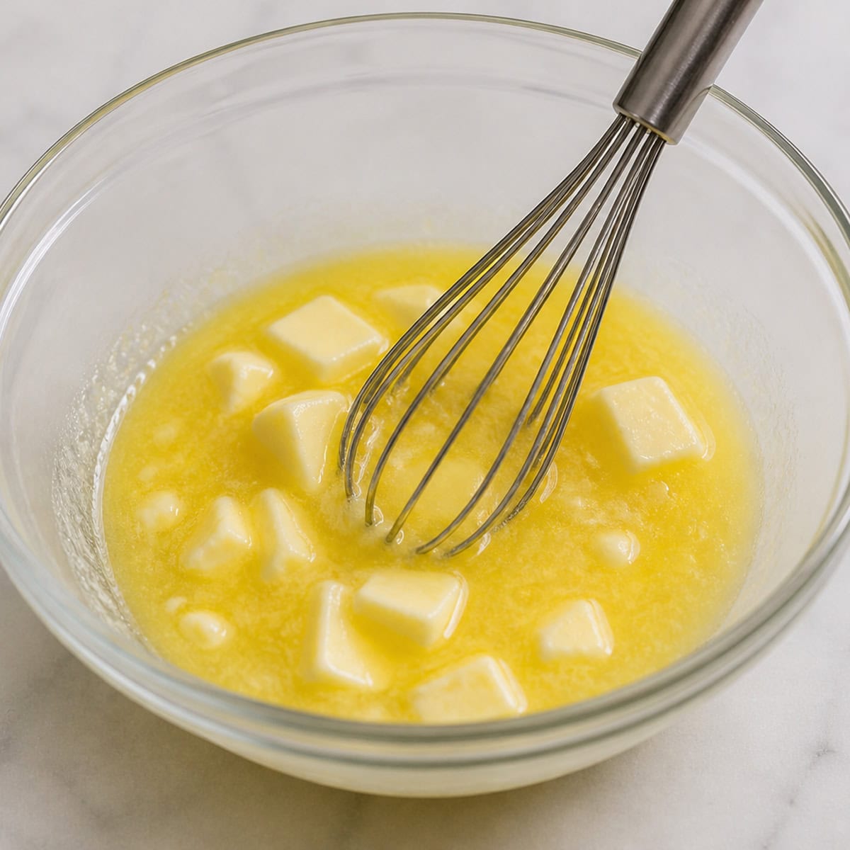 Some butter melted in a bowl.