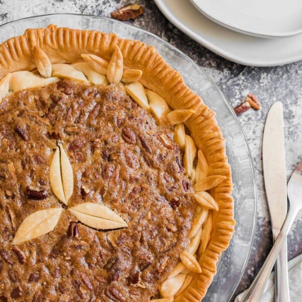 A homemade pecan pie.