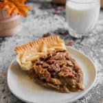 A sliceof pecan pie and a glass of milk.