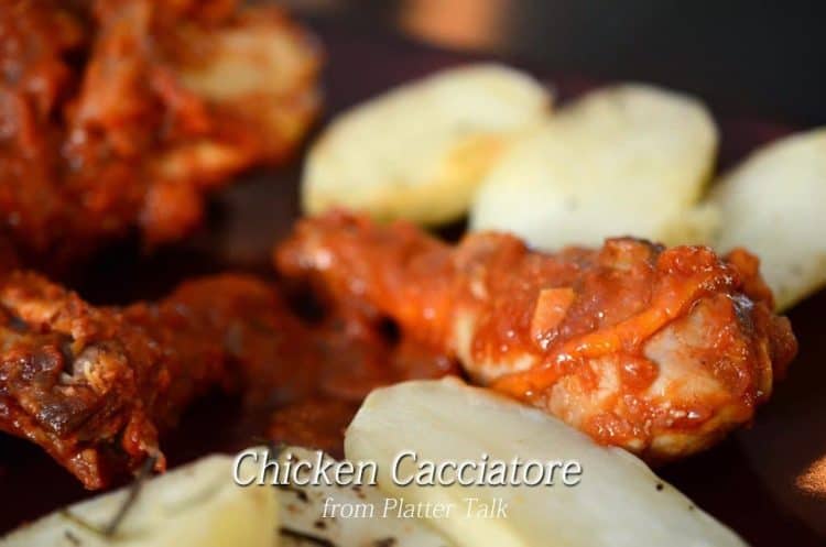 A close up of chicken cacciatore.