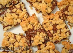 Nutella oatmeal crumb bars on a plate