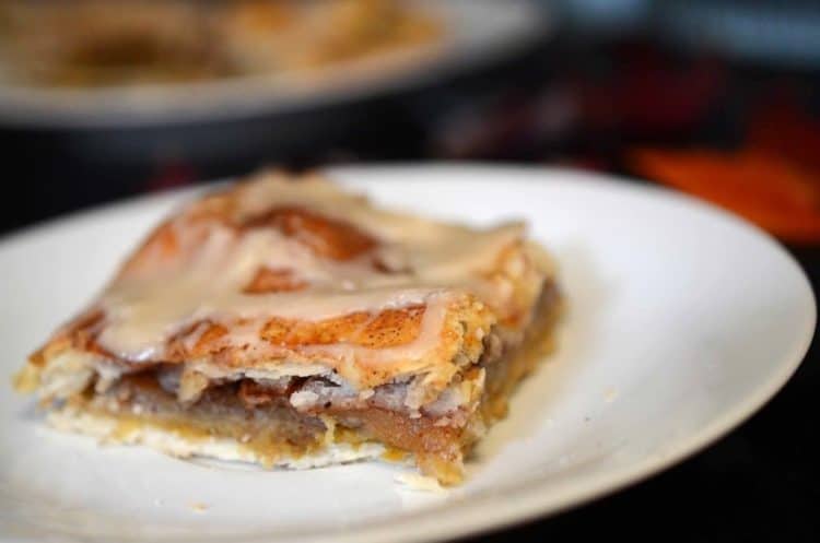 Close up serving of apple bar on plate