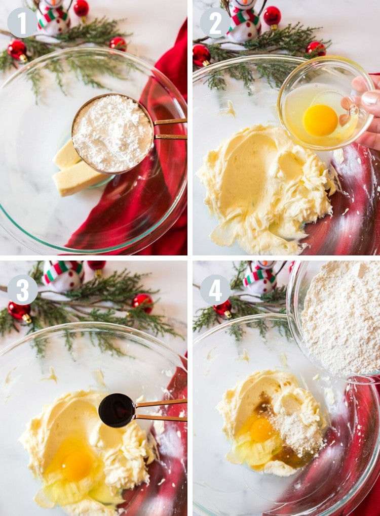 Process steps form making Cherry Christmas cookies.