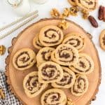 Overhead shot of date pinwheel cookies