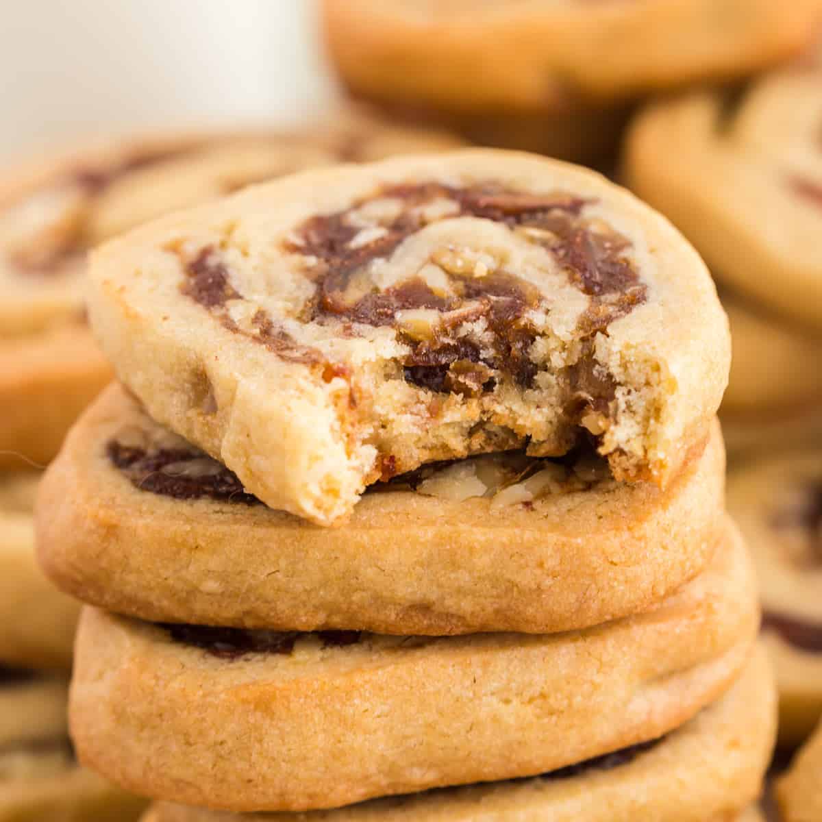 A stack of pinwheel cookies