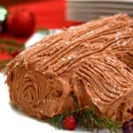 A Yule Log made with chocolate ganache.