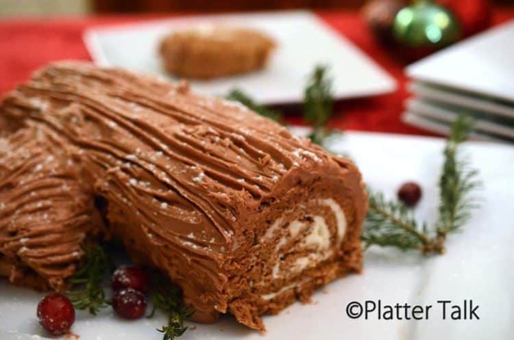 A close up of a Yule log.