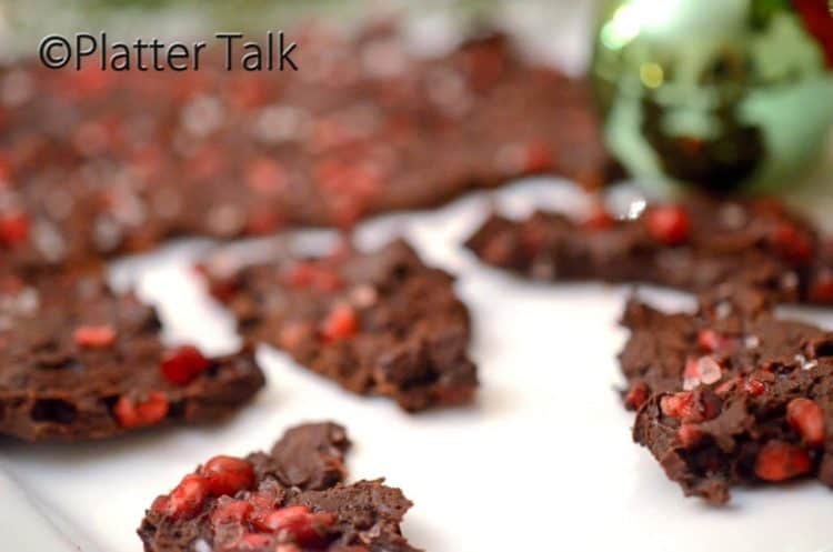 A close up of a piece of chocolate bark