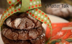 A close up of a stack of fudge cookies.