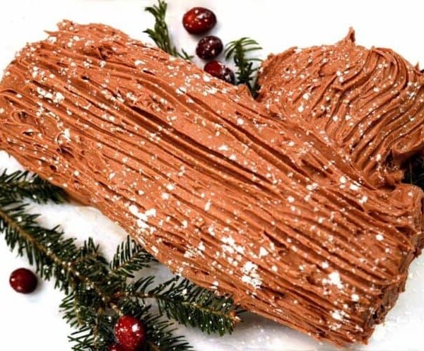 a close up of a yule log.