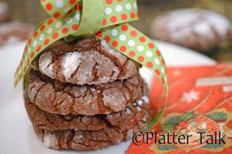 A stack of fudge crinkle cookies.