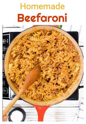 This beefaroni recipe uses just three ingredients and can be ready in about 20 minutes.