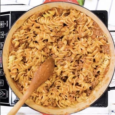This homemade beefaroni features just three simple ingredients!