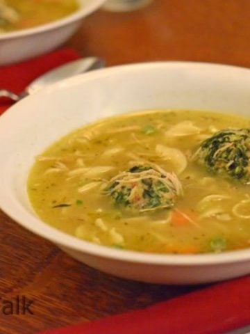 A bowl of chicken noodle soup