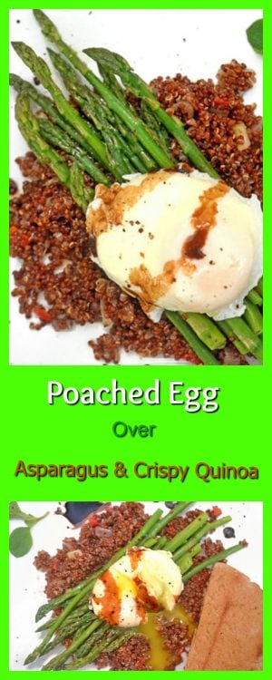  Asparagus and eggs served over crispy quinoa