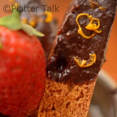 A close up of a single biscotti.