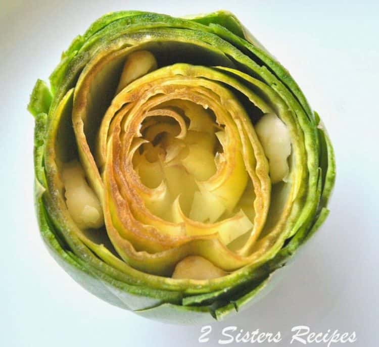 A opened artichoke.