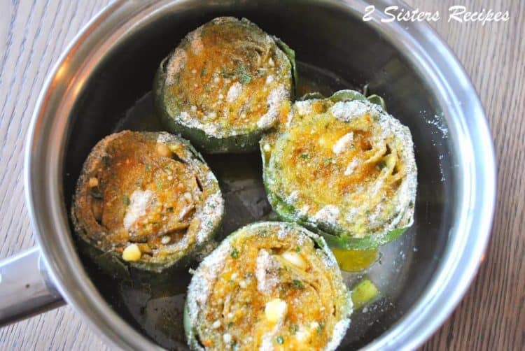 A pot full of Artichokes.