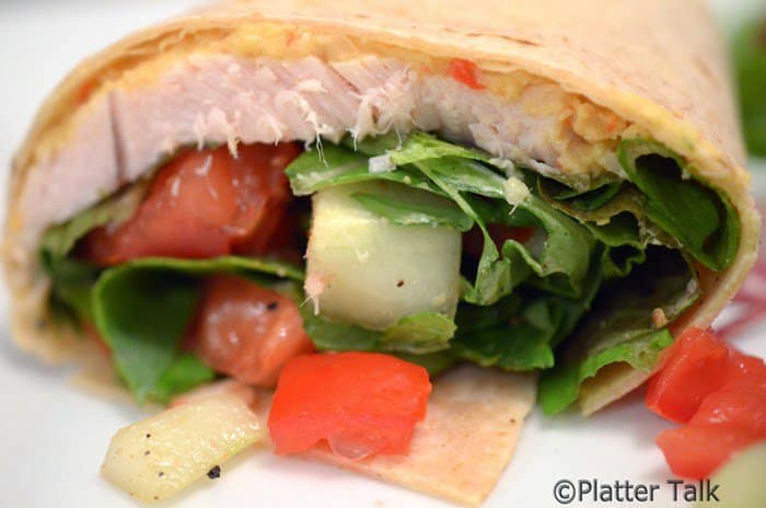 a healthy turkey wrap on a plate