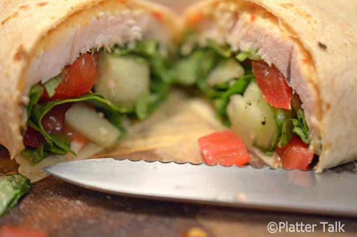 a cross section of a healthy turkey wrap