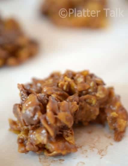 A close up of a Peanut Butter and Chocolate Cornflake Cookie