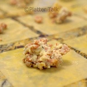 Making wonton ravioli for platter talk