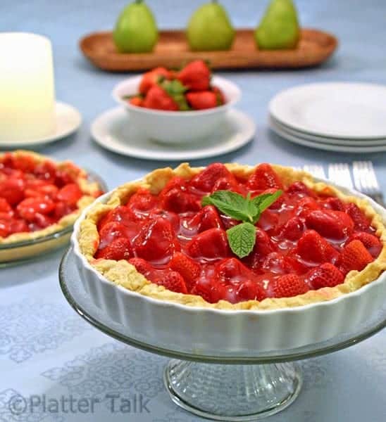 a strawberry pie in a dish
