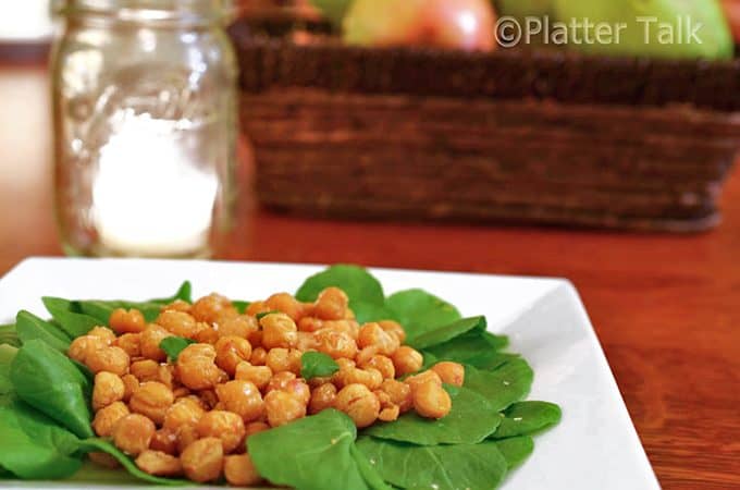 A plate of crispy chickpeas