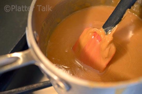 a pot of peanut butter sauce